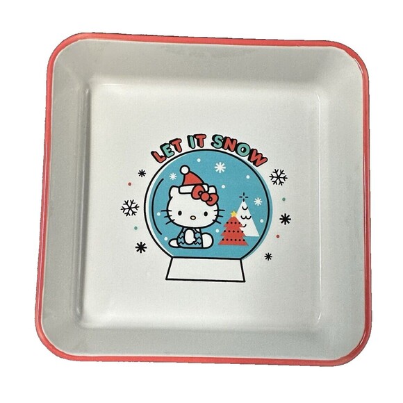 Hello Kitty Christmas Square White Stoneware Baking Dish By Sanrio Let in Snow - Picture 2 of 9